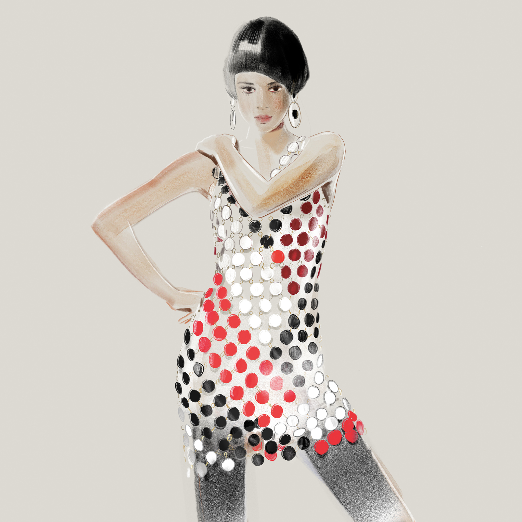 Paco Rabanne Disc Dress Lucy Truman Fashion Illustrator