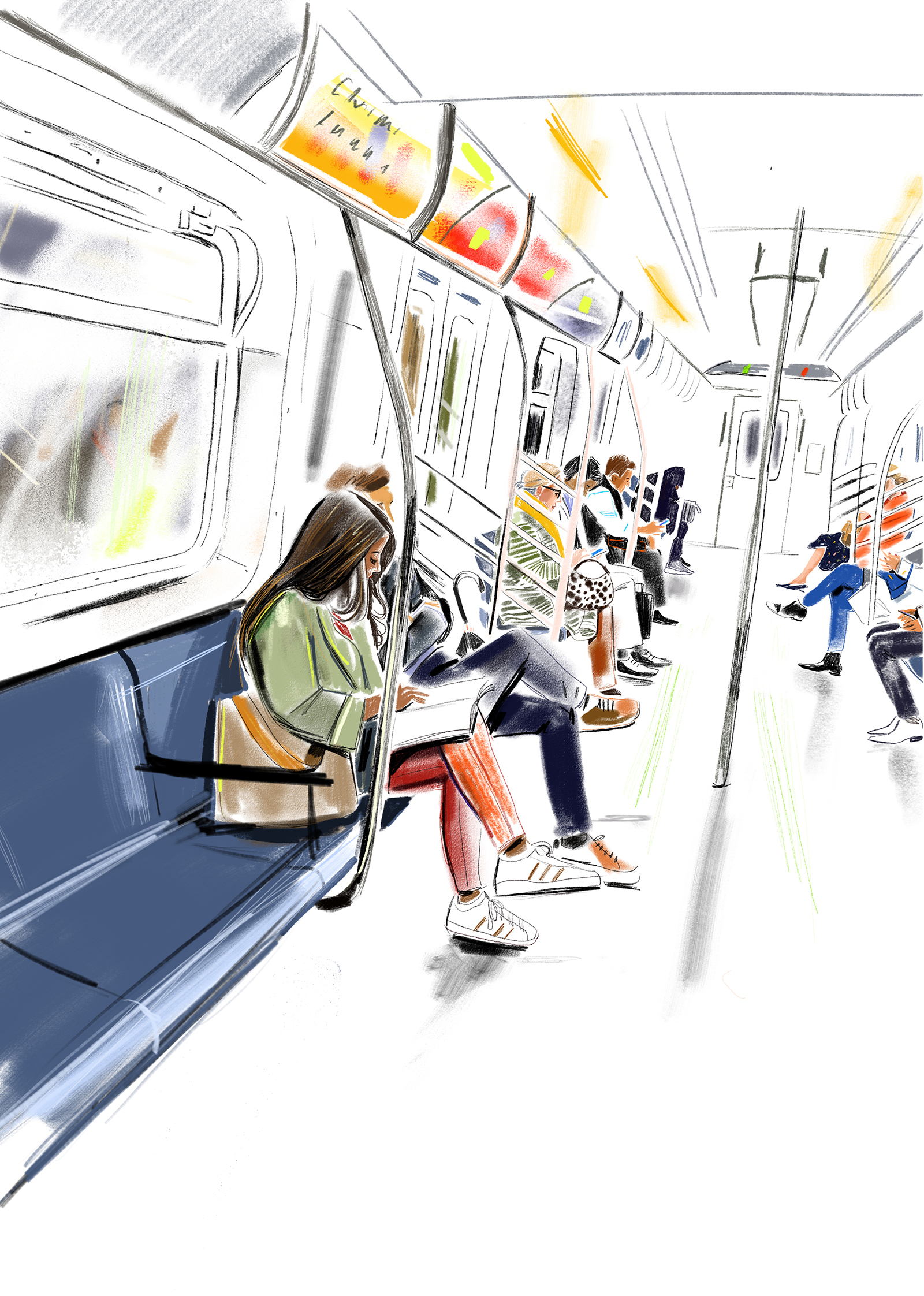Lucy Truman Travel illustration New York Subway Illustration sketchbook rendering editorial art