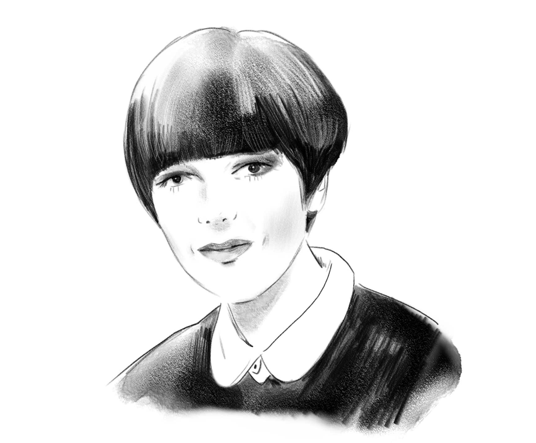 Mary Quant Lucy Truman Portrait Editorial Illustrator Black and white