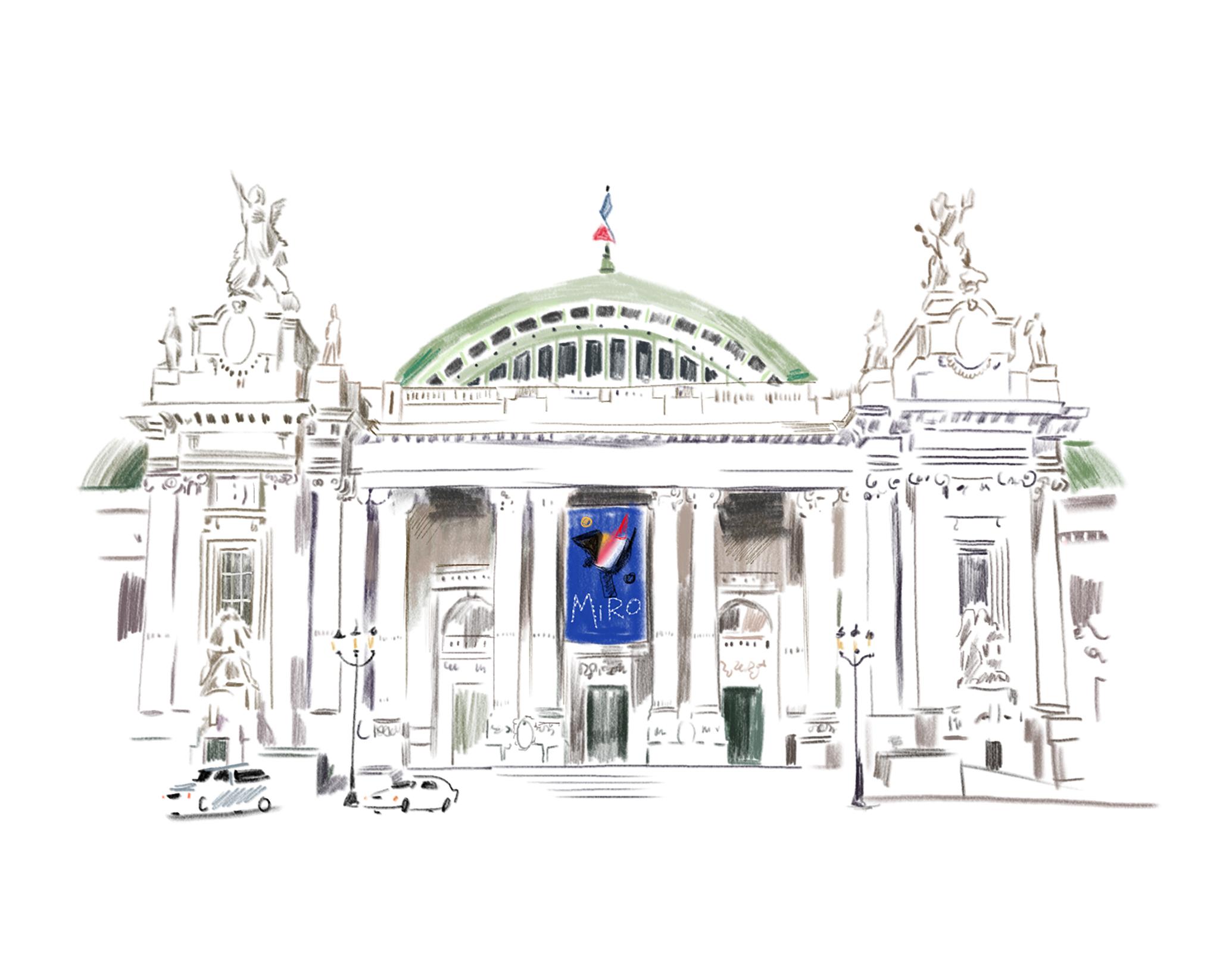 Lucy Truman Illustration Editorial artwork Grand Palais Paris travel line illustration map art