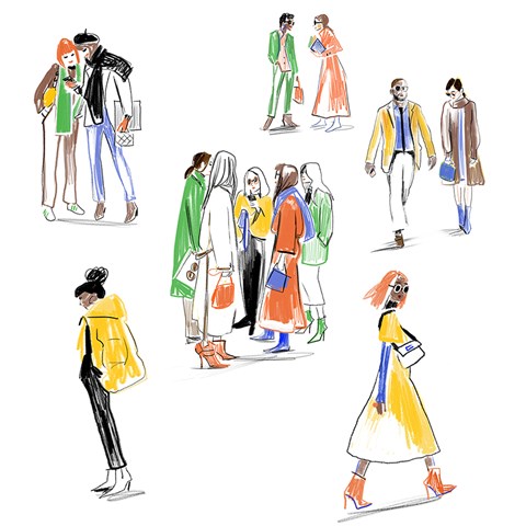 Lucy Truman NYFW Illustration Editorial artwork limited colour palette line drawing